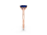 Rose gold Emerald Cut Blue Sapphire Solitaire Engagement Ring with Cathedral Setting and Four-Prong Mount_32