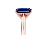 Rose gold Emerald Cut Blue Sapphire Solitaire Engagement Ring with Cathedral Setting and Four-Prong Mount_35