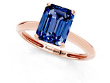 Rose gold Emerald Cut Blue Sapphire Solitaire Engagement Ring with Classic Band and Four-Prong Setting_13