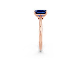 Rose gold Emerald Cut Blue Sapphire Solitaire Engagement Ring with Classic Band and Four-Prong Setting_14