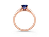Rose gold Emerald Cut Blue Sapphire Solitaire Engagement Ring with Classic Band and Four-Prong Setting_15