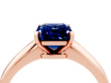 Rose gold Emerald Cut Blue Sapphire Solitaire Engagement Ring with Classic Band and Four-Prong Setting_16