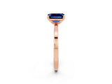 Rose gold Emerald Cut Blue Sapphire Solitaire Engagement Ring with Classic Band and Four-Prong Setting_26