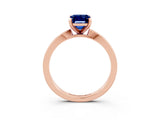 Rose gold Emerald Cut Blue Sapphire Solitaire Engagement Ring with Classic Band and Four-Prong Setting_27