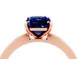 Rose gold Emerald Cut Blue Sapphire Solitaire Engagement Ring with Classic Band and Four-Prong Setting_28