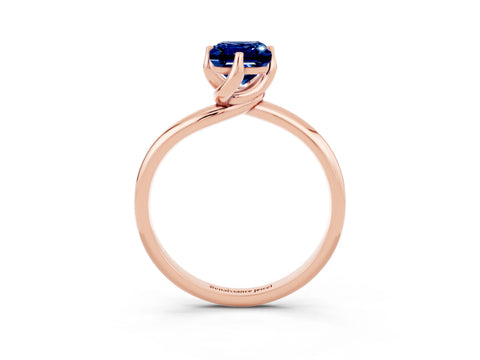 Rose gold Emerald Cut Blue Sapphire Solitaire Engagement Ring with Four-Prong Setting and Classic Band_15