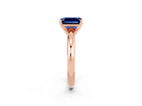 Rose gold Emerald Cut Blue Sapphire Solitaire Engagement Ring with Round Band and Four-Prong Setting_2