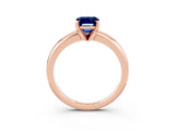 Rose gold Emerald Cut Blue Sapphire Solitaire Engagement Ring with Round Band and Four-Prong Setting_3