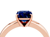 Rose gold Emerald Cut Blue Sapphire Solitaire Engagement Ring with Round Band and Four-Prong Setting_4