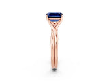 Rose gold Emerald Cut Blue Sapphire Solitaire Twist Band Prong Setting Ring_44