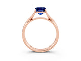 Rose gold Emerald Cut Blue Sapphire Solitaire Twist Band Prong Setting Ring_45