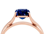 Rose gold Emerald Cut Blue Sapphire Solitaire Twist Band Prong Setting Ring_46