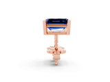 Rose gold Emerald Cut Blue Sapphire Stud Earrings_20