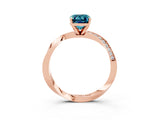 Rose gold Emerald Cut Blue Topaz Engagement Ring with Side Stone Accents and Four-Prong Setting_30