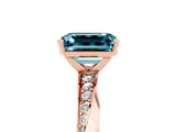 Rose gold Emerald Cut Blue Topaz Engagement Ring with Side Stone Accents and Four-Prong Setting_65