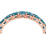 Rose gold Emerald Cut Blue Topaz Eternity Band with Shared Prong Setting_10