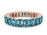 Rose gold Emerald Cut Blue Topaz Eternity Band with Shared Prong Setting_6