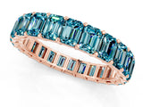 Rose gold Emerald Cut Blue Topaz Eternity Band with Shared Prong Setting_7