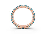 Rose gold Emerald Cut Blue Topaz Eternity Band with Shared Prong Setting_9