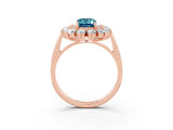 Rose gold Emerald Cut Blue Topaz Floral Double Halo Engagement Ring with Prong Setting_75