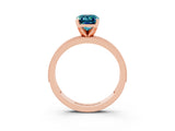 Rose gold Emerald Cut Blue Topaz Milgrain Pavé Engagement Ring with Four-Prong Setting_15
