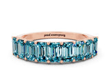 Rose gold Emerald Cut Blue Topaz Prong-Set Eternity Band_6