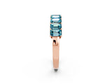 Rose gold Emerald Cut Blue Topaz Prong-Set Eternity Band_8