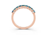 Rose gold Emerald Cut Blue Topaz Prong-Set Eternity Band_9