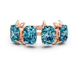 Rose gold Emerald Cut Blue Topaz Prong-Set Half Eternity Band_18