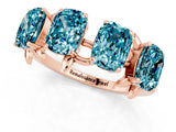 Rose gold Emerald Cut Blue Topaz Prong-Set Half Eternity Band_19