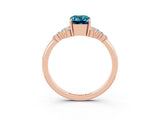 Rose gold Emerald Cut Blue Topaz Ring with Side Stones and Four-Prong Setting_39