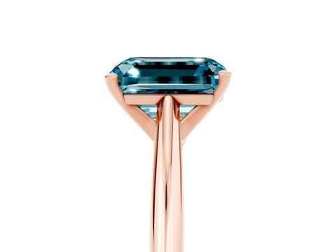 Rose gold Emerald Cut Blue Topaz Solitaire Engagement Ring with Cathedral Setting and Four-Prong Mount_17