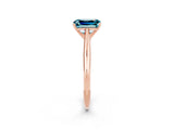 Rose gold Emerald Cut Blue Topaz Solitaire Engagement Ring with Cathedral Setting and Four-Prong Mount_26