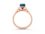 Rose gold Emerald Cut Blue Topaz Solitaire Engagement Ring with Cathedral Setting and Four-Prong Mount_27