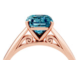 Rose gold Emerald Cut Blue Topaz Solitaire Engagement Ring with Cathedral Setting and Four-Prong Mount_28