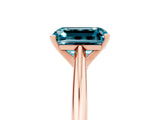 Rose gold Emerald Cut Blue Topaz Solitaire Engagement Ring with Cathedral Setting and Four-Prong Mount_29