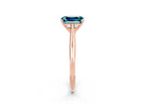 Rose gold Emerald Cut Blue Topaz Solitaire Engagement Ring with Cathedral Setting and Four-Prong Mount_68