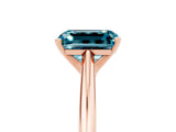 Rose gold Emerald Cut Blue Topaz Solitaire Engagement Ring with Cathedral Setting and Four-Prong Mount_71