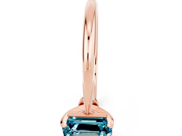 Rose gold Emerald Cut Blue Topaz Solitaire Engagement Ring with Classic Band and Four-Prong Setting