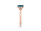 Rose gold Emerald Cut Blue Topaz Solitaire Engagement Ring with Classic Band and Four-Prong Setting_26