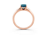 Rose gold Emerald Cut Blue Topaz Solitaire Engagement Ring with Classic Band and Four-Prong Setting_27