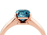 Rose gold Emerald Cut Blue Topaz Solitaire Engagement Ring with Classic Band and Four-Prong Setting_28