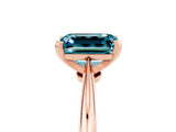 Rose gold Emerald Cut Blue Topaz Solitaire Engagement Ring with Classic Band and Four-Prong Setting_29