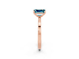 Rose gold Emerald Cut Blue Topaz Solitaire Engagement Ring with Classic Band and Four-Prong Setting_38