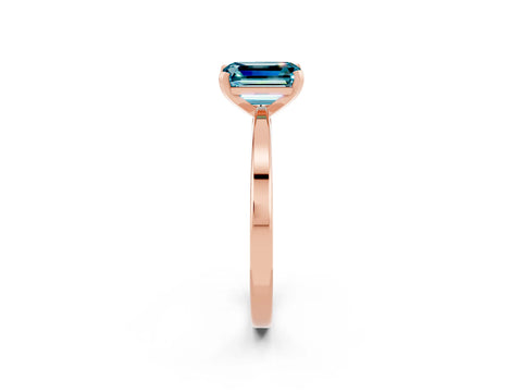 Rose gold Emerald Cut Blue Topaz Solitaire Engagement Ring with Classic Band and Four-Prong Setting_38