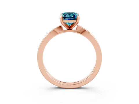 Rose gold Emerald Cut Blue Topaz Solitaire Engagement Ring with Classic Band and Four-Prong Setting_39