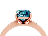 Rose gold Emerald Cut Blue Topaz Solitaire Engagement Ring with Classic Band and Four-Prong Setting_40
