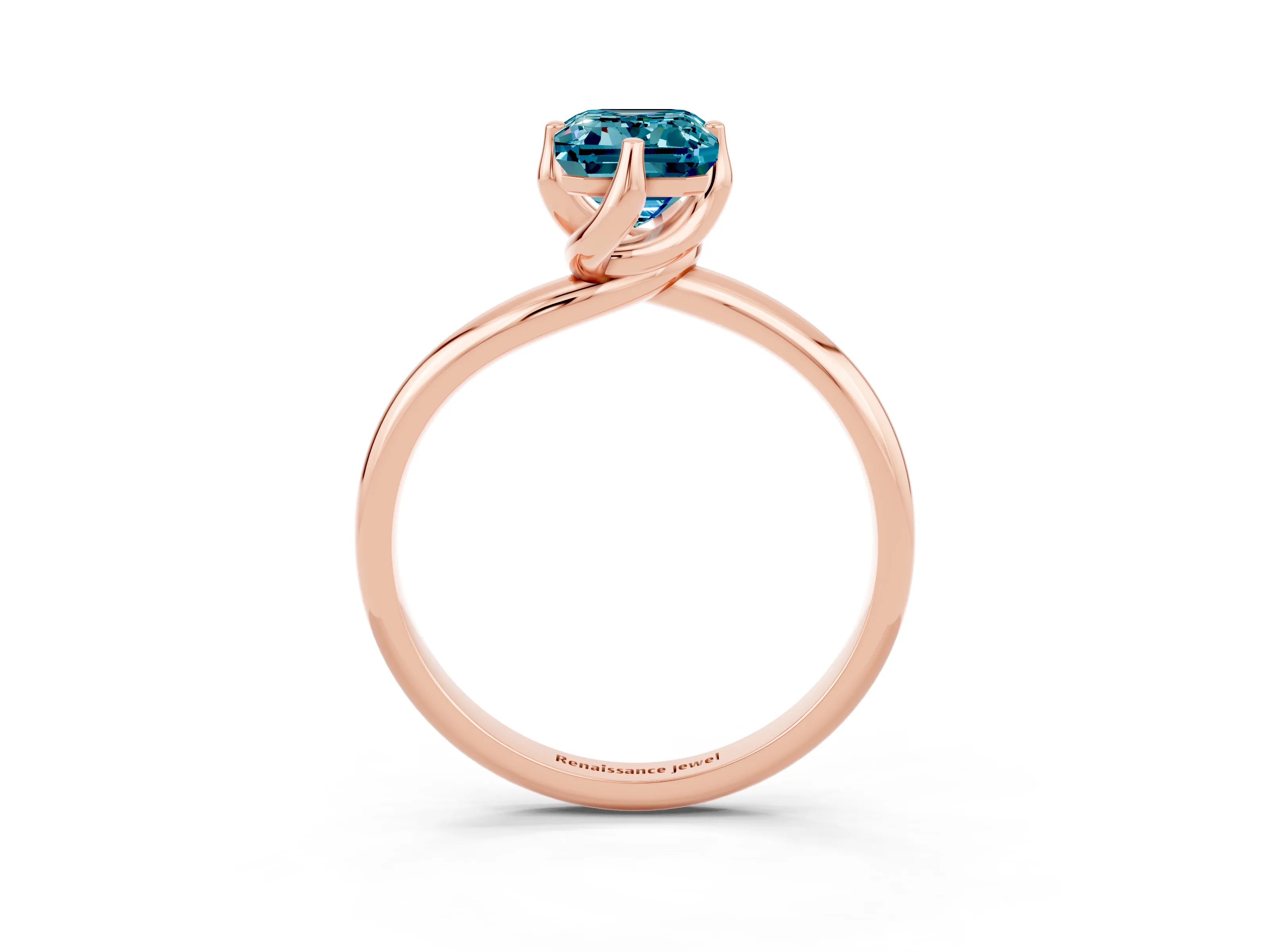 Rose gold Emerald Cut Blue Topaz Solitaire Engagement Ring with Four-Prong Setting and Classic Band_15