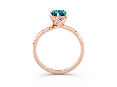 Rose gold Emerald Cut Blue Topaz Solitaire Engagement Ring with Four-Prong Setting and Classic Band_15