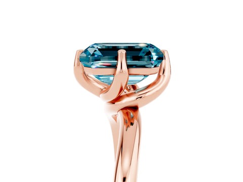 Rose gold Emerald Cut Blue Topaz Solitaire Engagement Ring with Four-Prong Setting and Classic Band_17